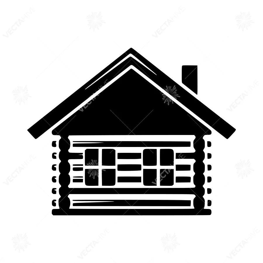 Black & White Log Cabin Icon