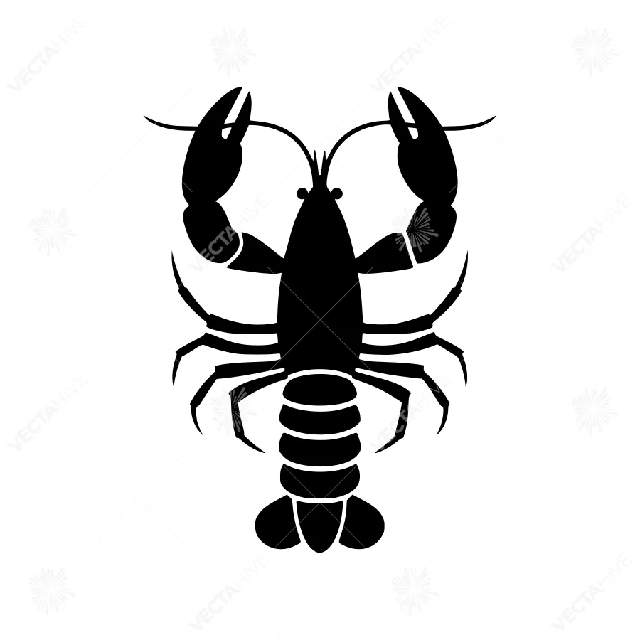 Black Lobster Silhouette Vector Icon
