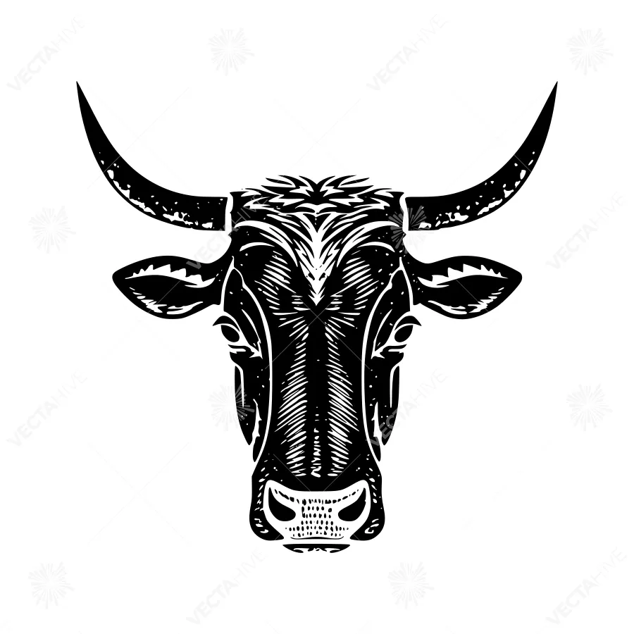 Bull Head Silhouette Vector Illustration