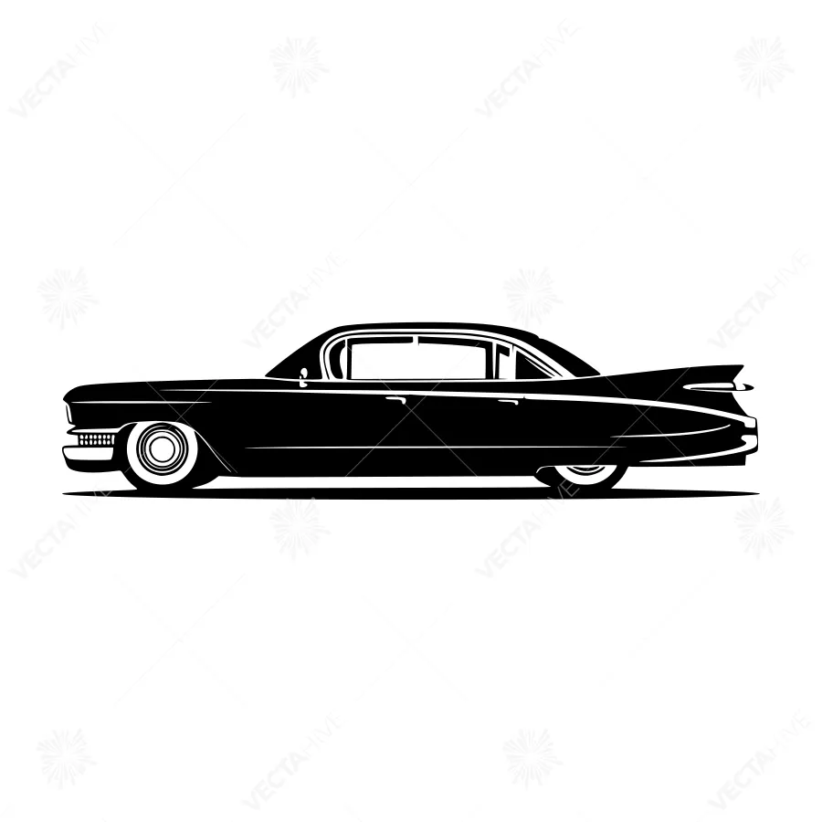 Vintage Car Silhouette Black & White