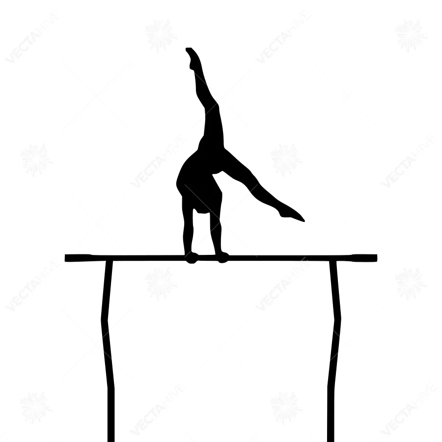 Gymnast Silhouette on Balance Beam