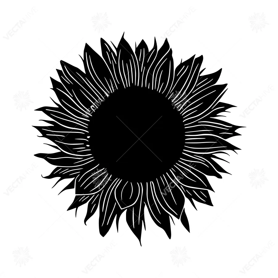 Black Sunflower Silhouette - Minimalist Design
