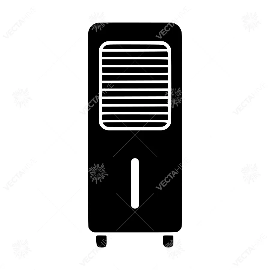 Black Air Cooler Icon - Vector Illustration