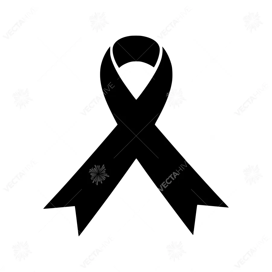 Black Ribbon Icon - Remembrance Symbol