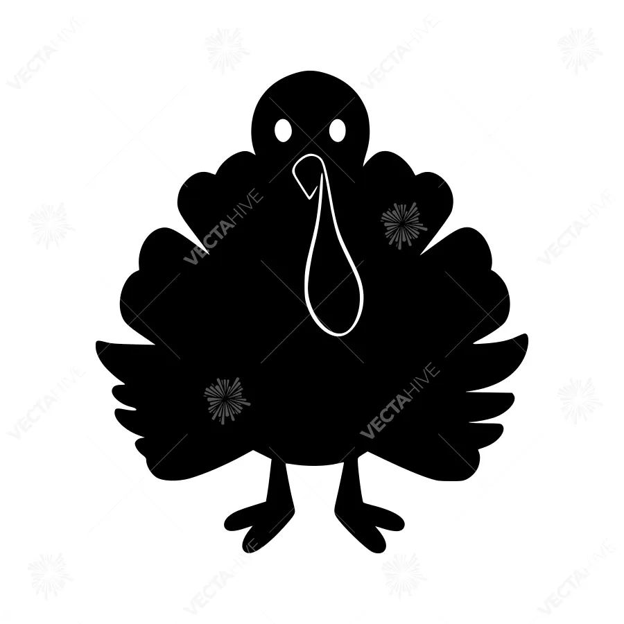 Black Turkey Silhouette Vector Illustration