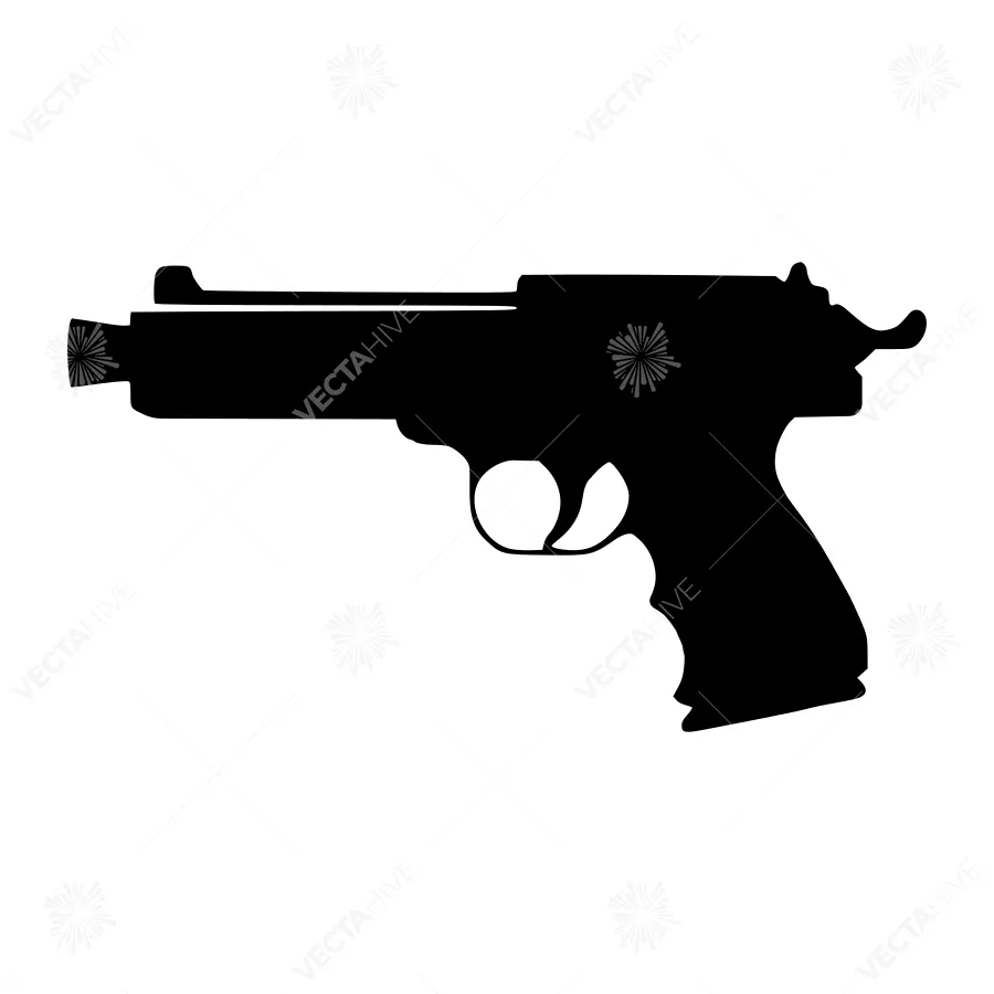 Silhouette Pistol Gun Vector Icon
