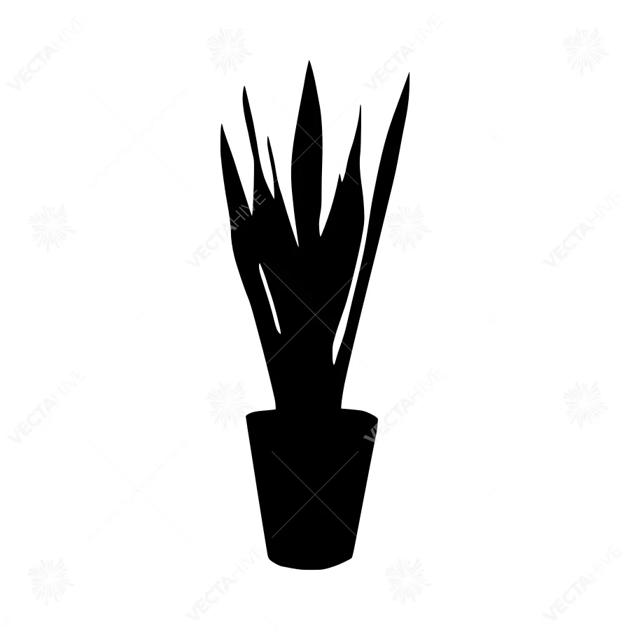 Black Plant Silhouette in Pot - Minimalist Design