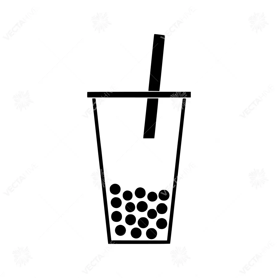 Bubble Tea Icon - Black Outline
