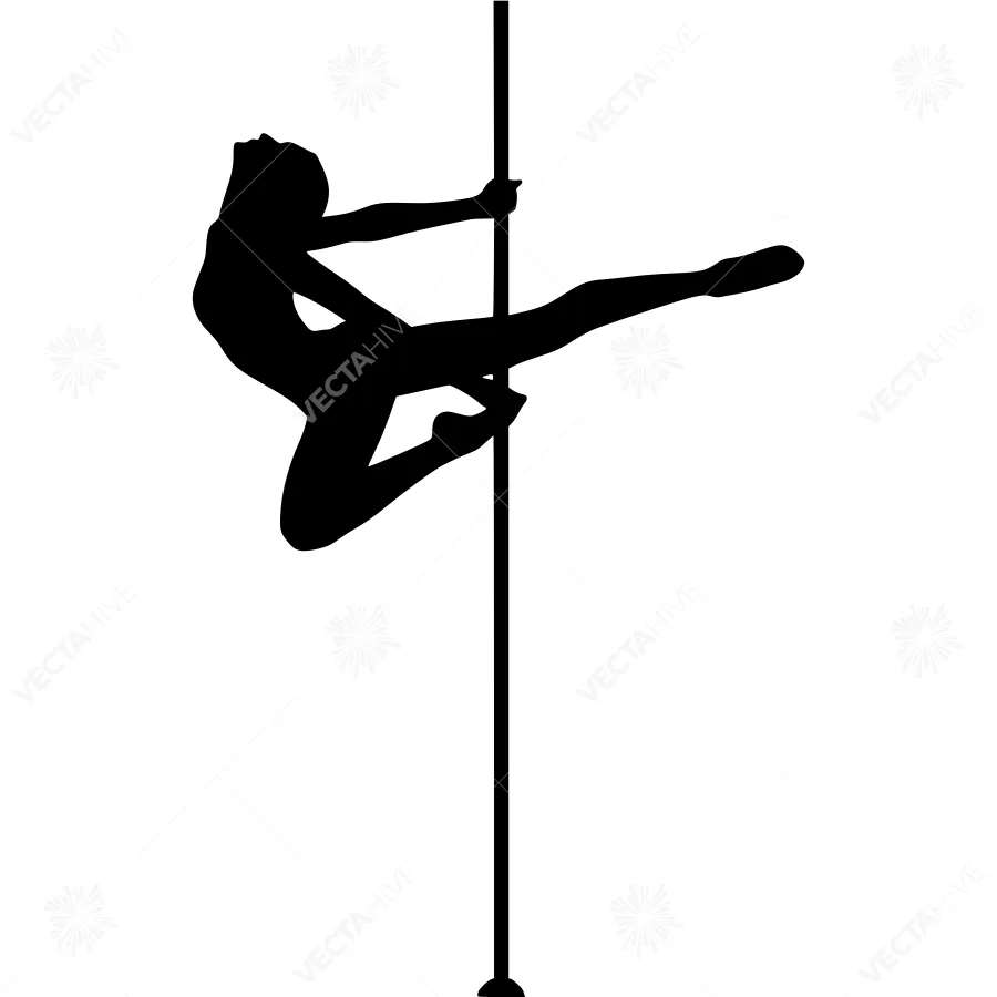 Pole Dance Silhouette - Black on White