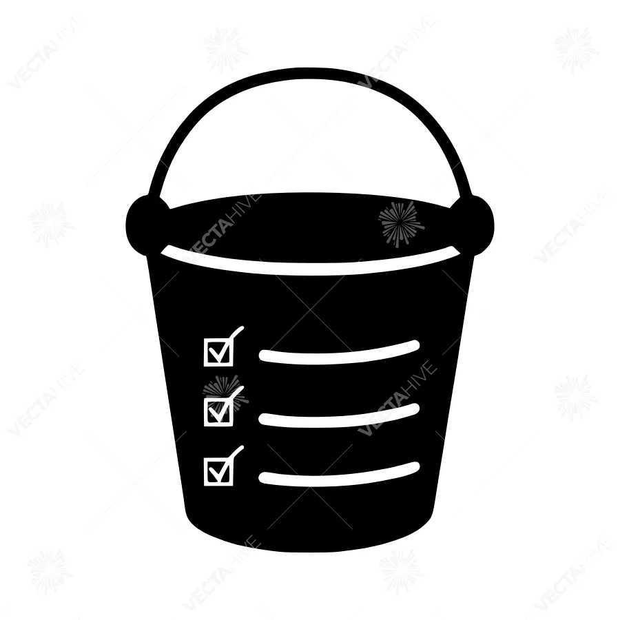 Black Bucket Icon - Checkmarks
