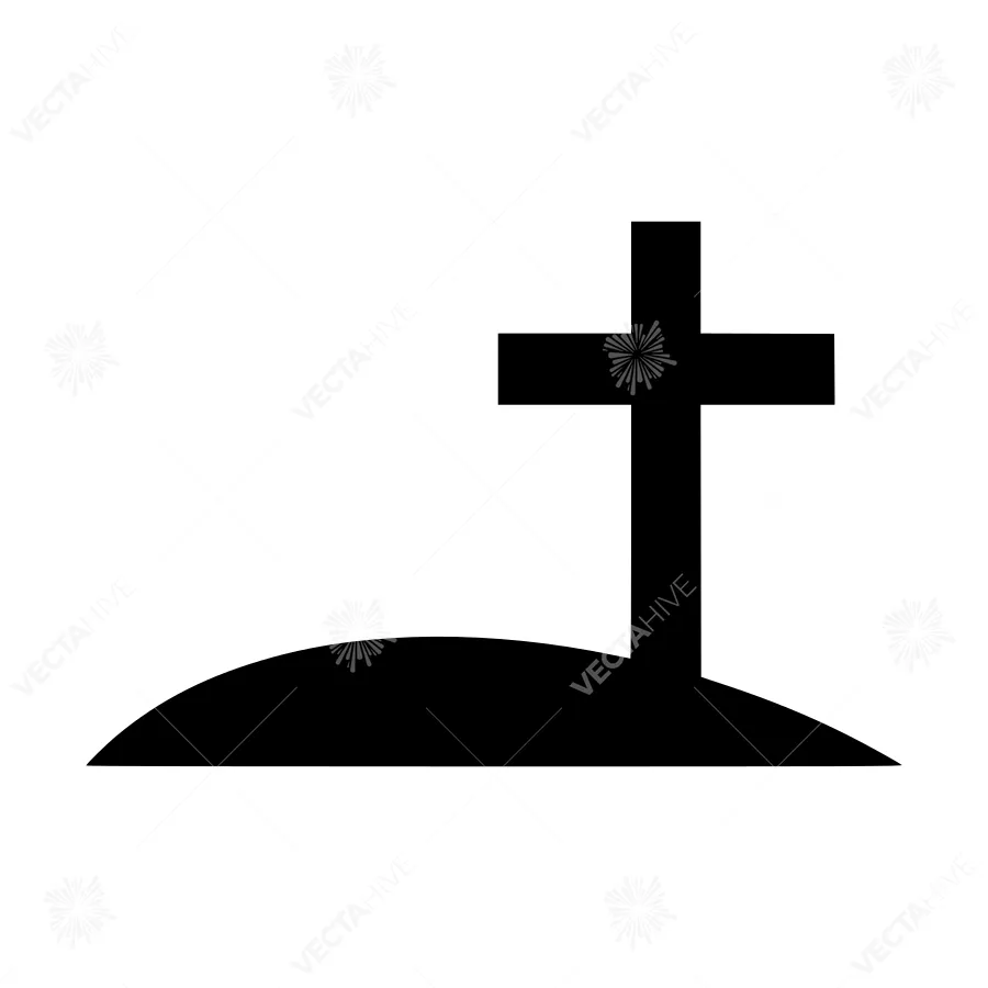 Cross Silhouette on Hill - Religious Icon