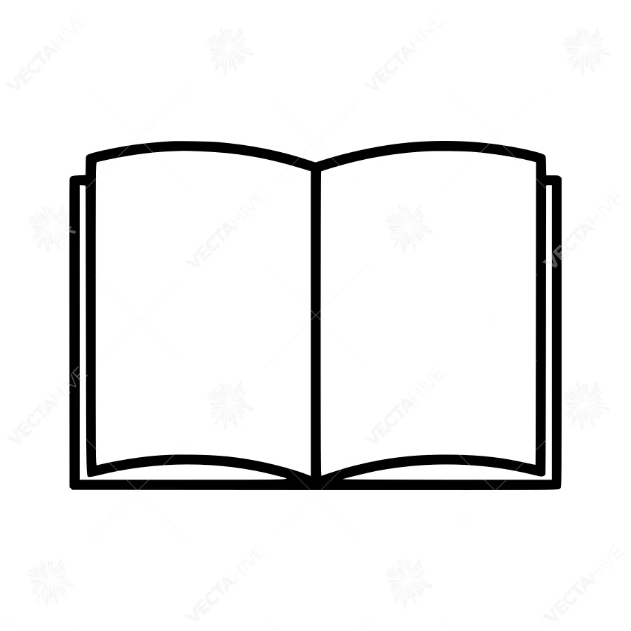 Open Book Icon - Line Art Illustration