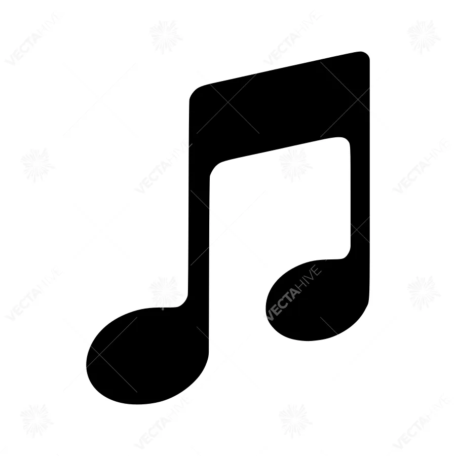 Music Note Icon - Black on White