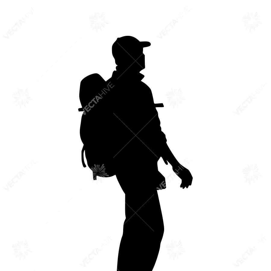Silhouette Hiking Man Backpack