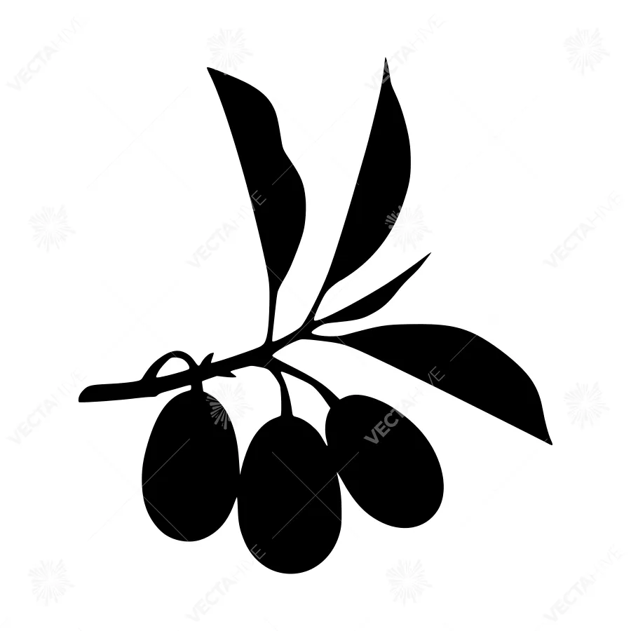 Black Olive Branch Silhouette