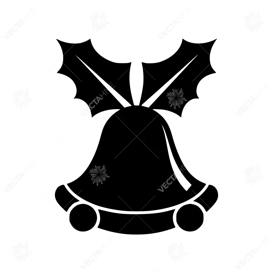 Black Christmas Bell & Holly Icon
