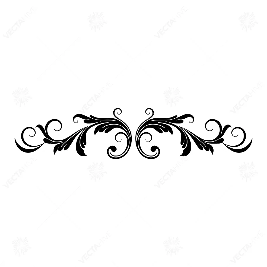 Elegant Black Floral Swirl Design Element