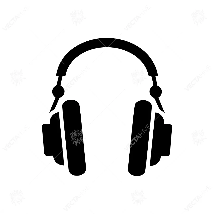 Black Headphones Icon - Minimalist Vector