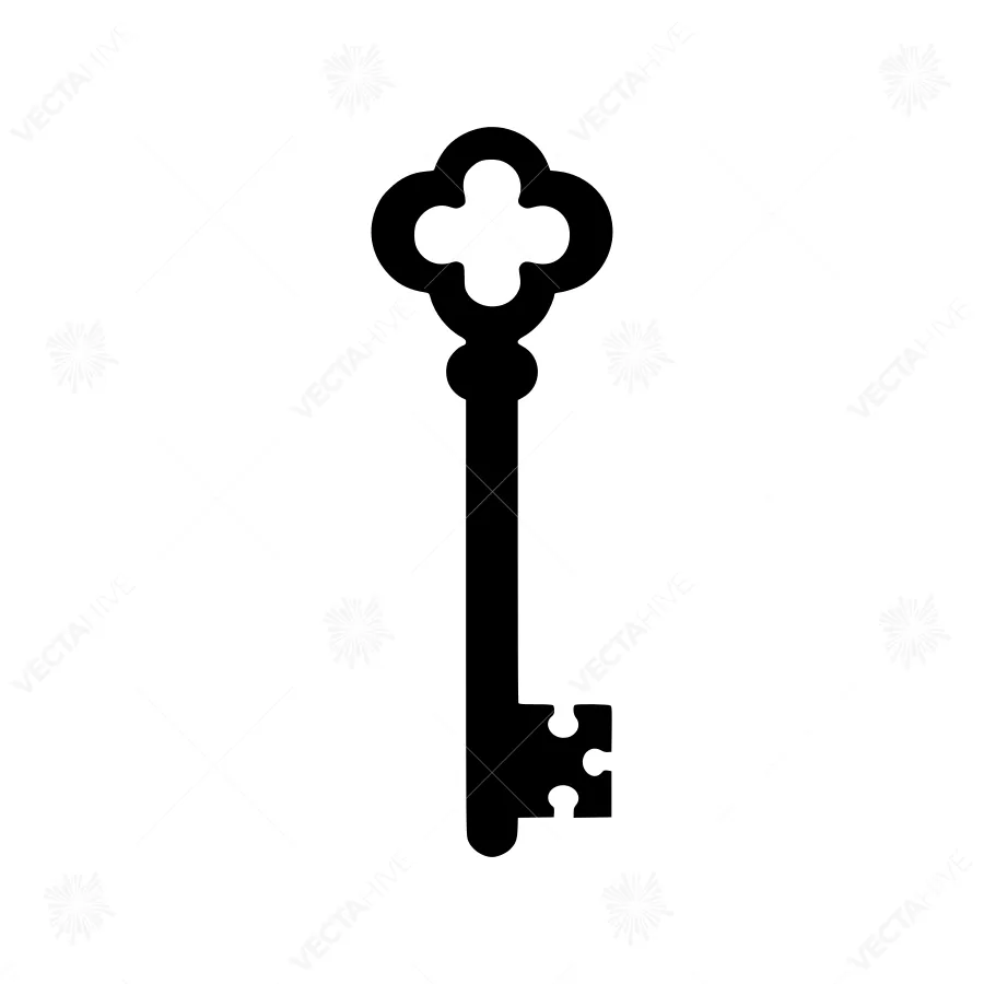 Black Key Silhouette Icon