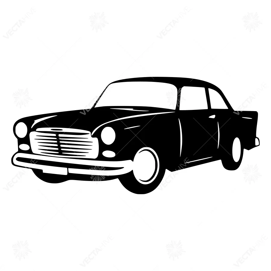Vintage Car Silhouette Black & White