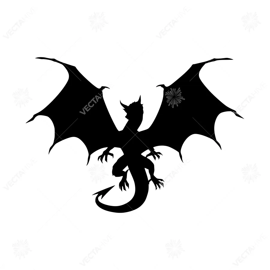 Black Dragon Silhouette - Minimalist Design