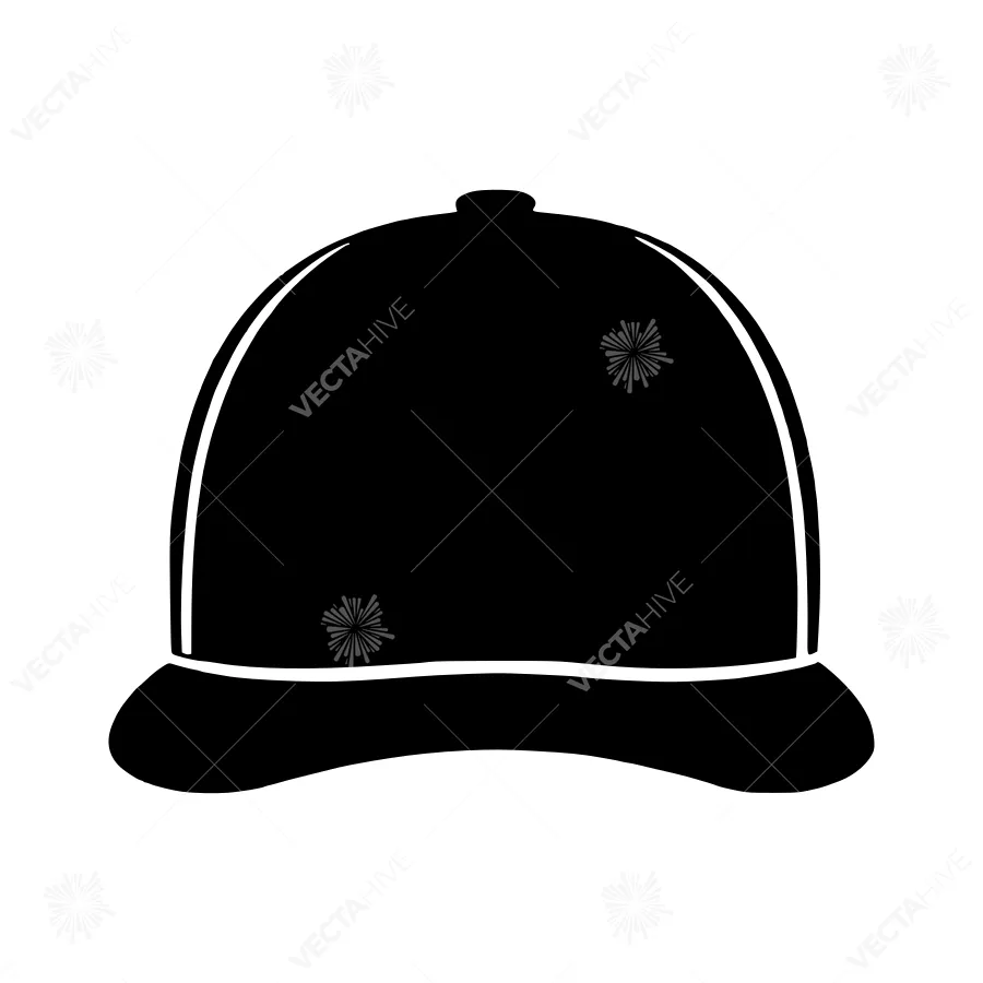 Black Baseball Cap Icon - Vector Illustration