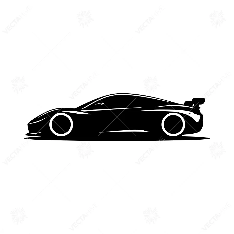 Black Racing Car Silhouette Vector Illustration