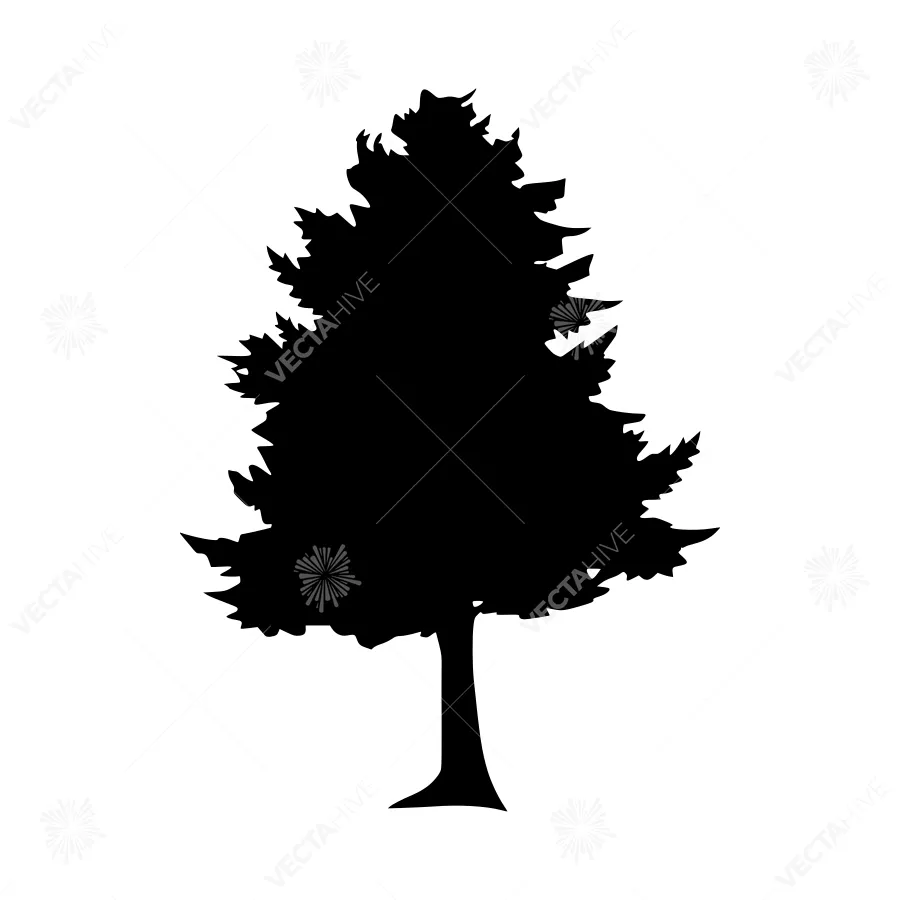 Black Tree Silhouette on White Background