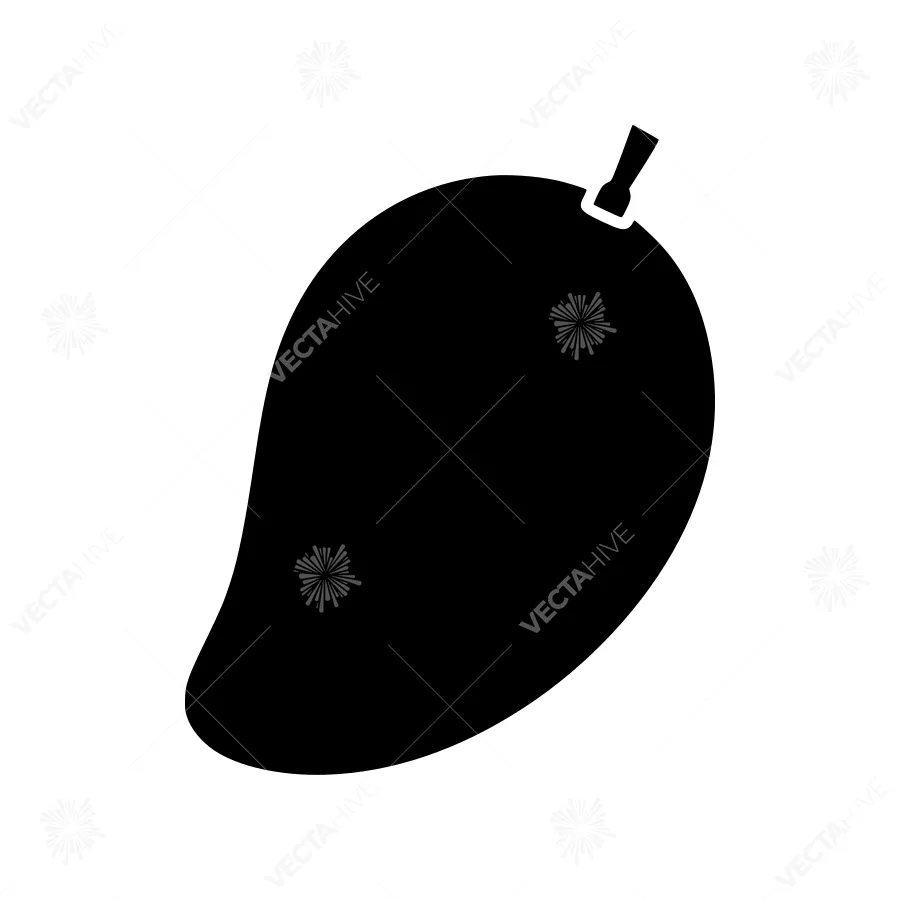 Black Silhouette Mango Vector Icon
