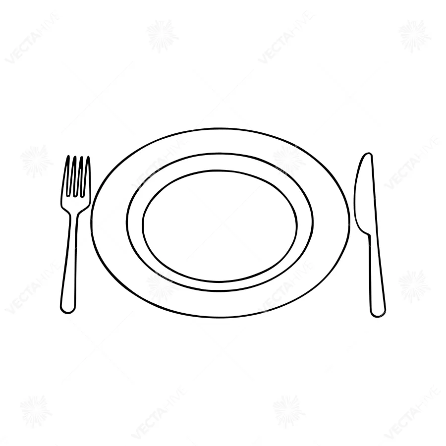 Line Art Plate & Fork Icon