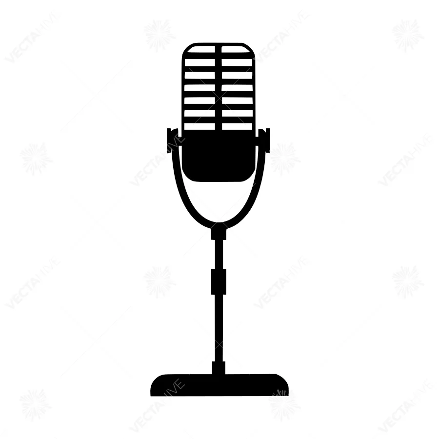 Vintage Microphone Icon - Black Silhouette