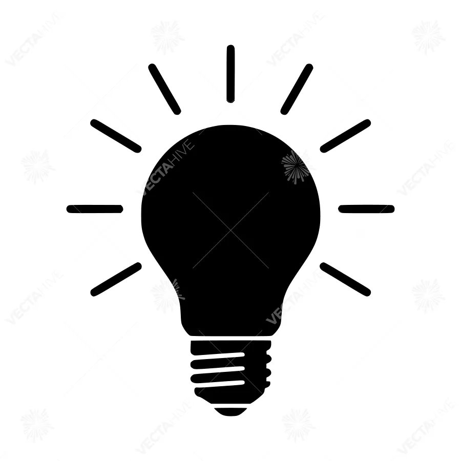 Light Bulb Icon - Simple Black Outline