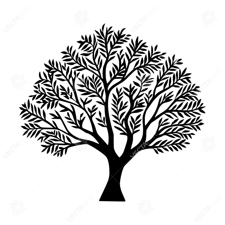 Black Tree Silhouette Outline Vector
