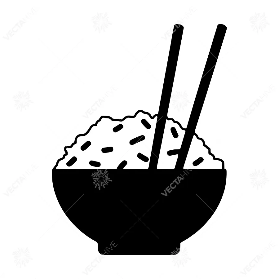 Rice Bowl with Chopsticks - Simple Icon