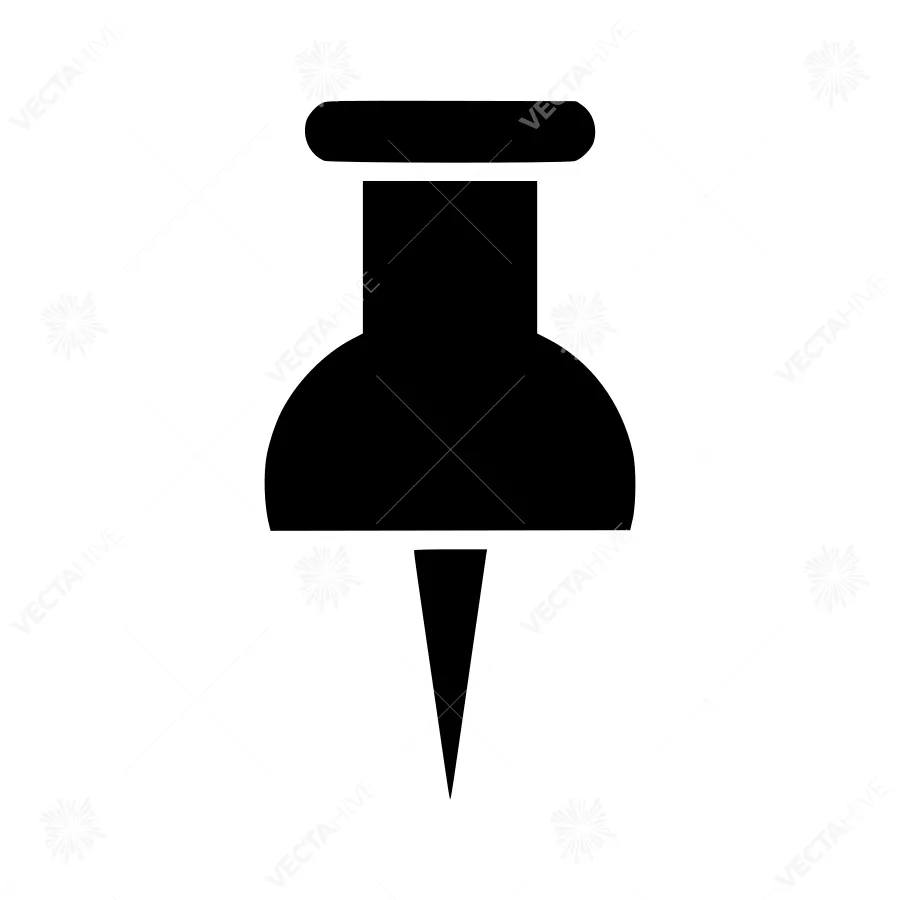 Black Pin Icon - Simple Outline Vector