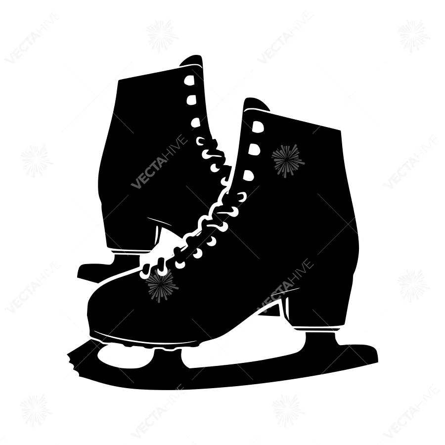 Silhouette Ice Skates - Vector Illustration