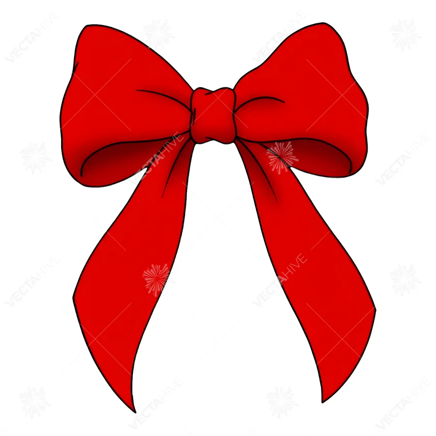 Red Ribbon Bow - Festive Illustration