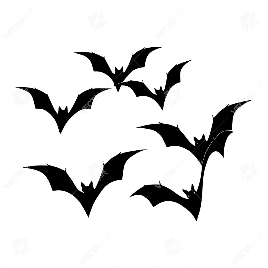 Black Bat Silhouettes Halloween Design