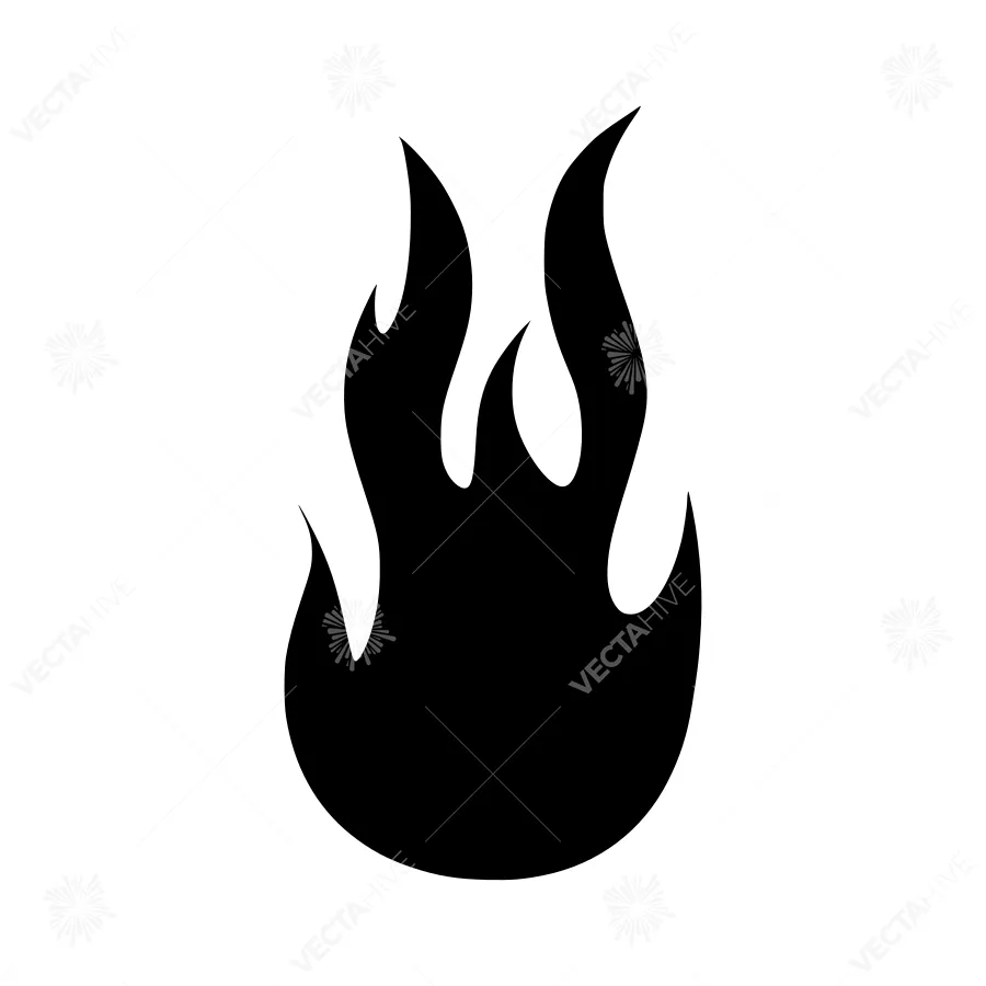 Black Flame Icon - Vector Illustration