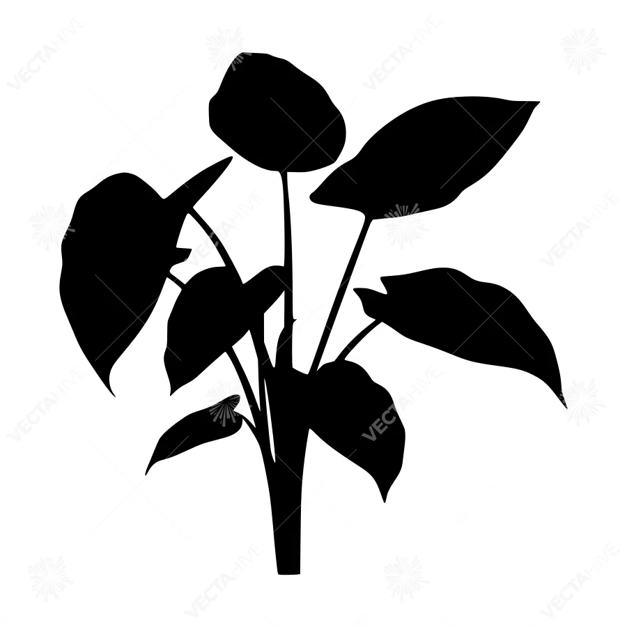 Black Silhouette Plant Leaf Illustration