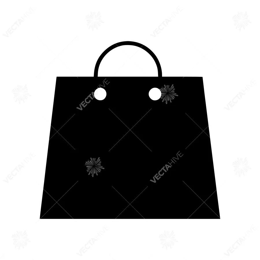 Black Shopping Bag Icon - Vector Illustration