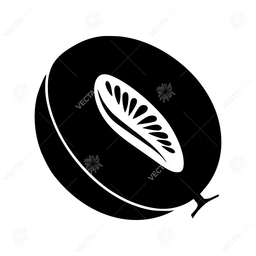 Melon Silhouette Icon - Black & White Vector