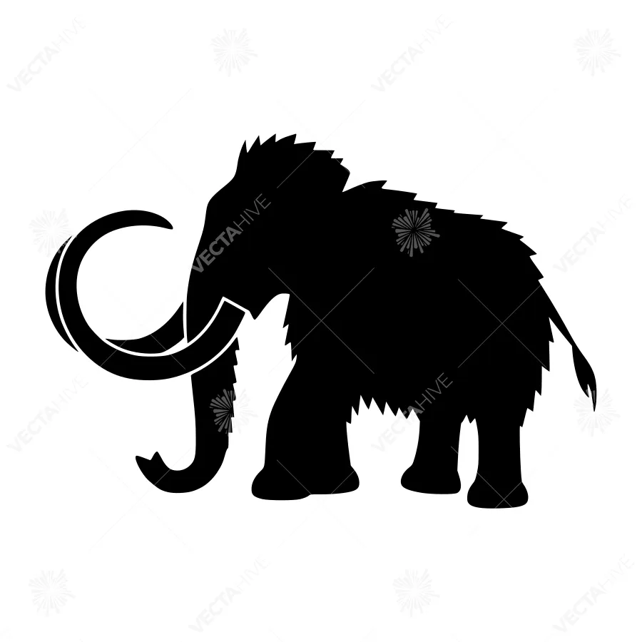 Silhouette Mammoth - Vintage Style Animal Graphic