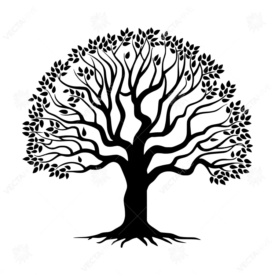 Black Tree Silhouette on White Background