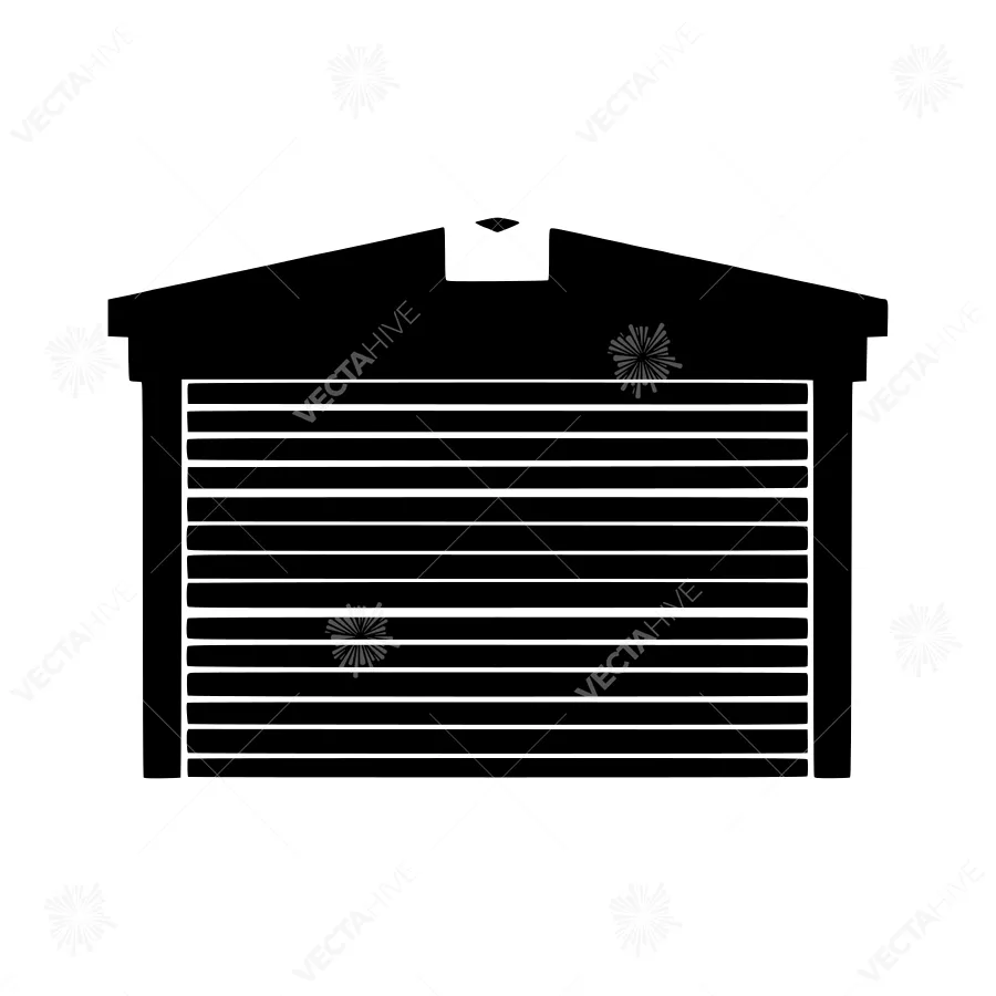 Garage Door Icon - Black Silhouette