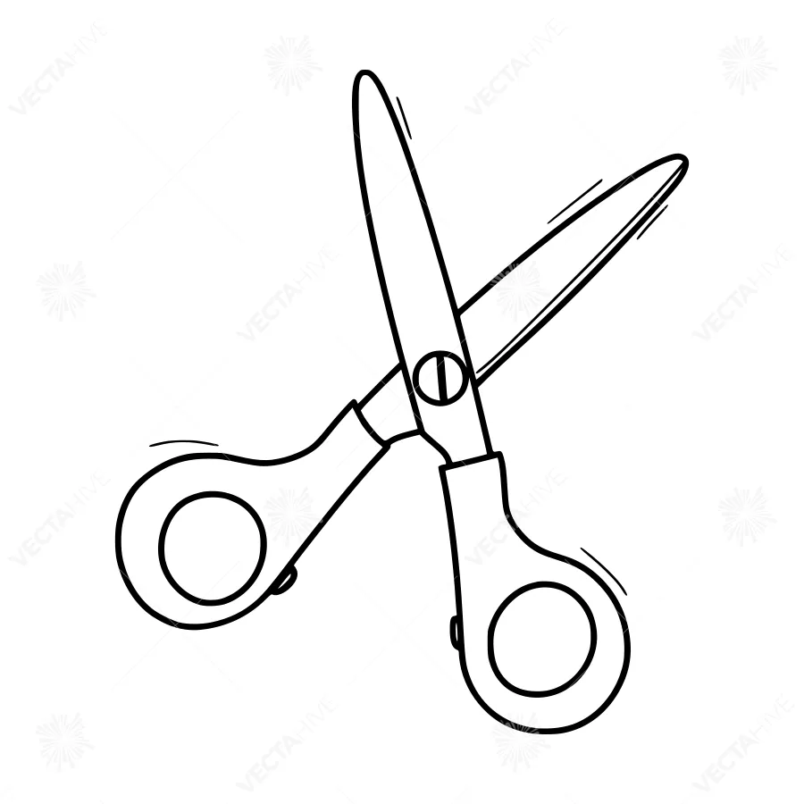Black Line Art Scissors - Graphic Design Element
