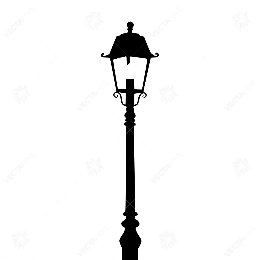 Black Silhouette Street Lamp - Minimalist Icon