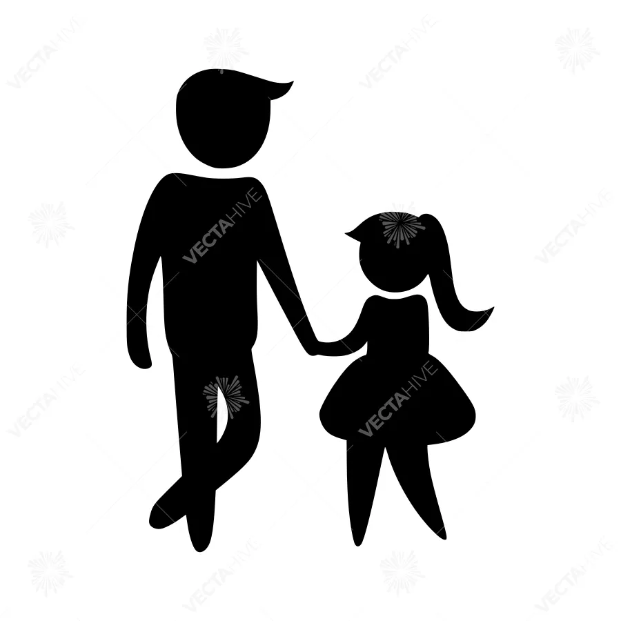 Family Silhouette Icon - Father & Daughter