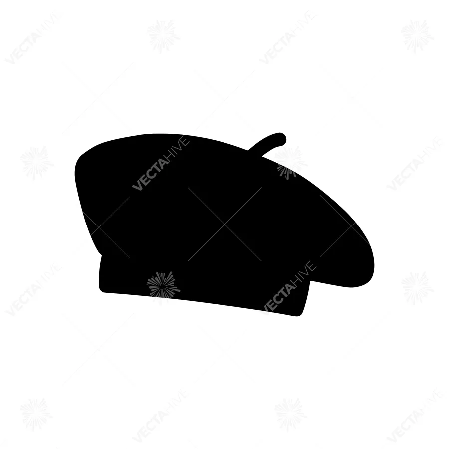 Black Beret Silhouette Vector Icon