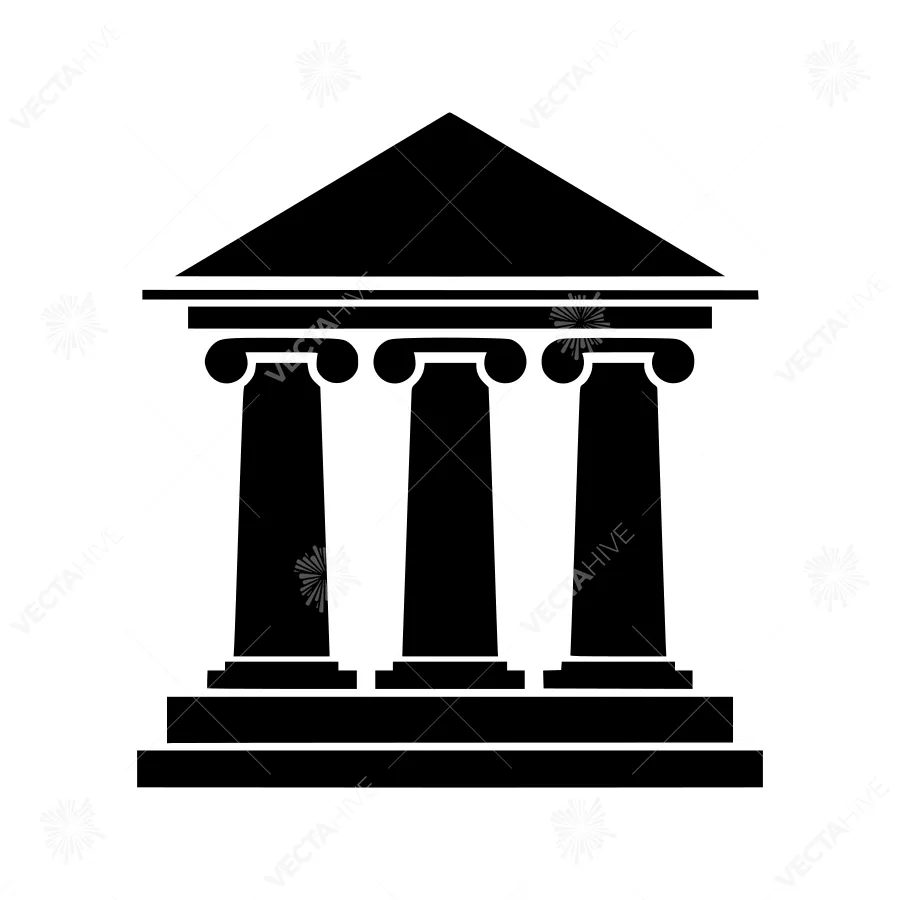Black Temple Icon - Architectural Vector